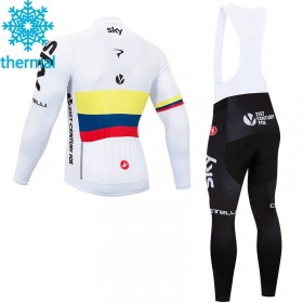 Tenue Cycliste Manches Longues et Collant à Bretelles 2018 Team Sky Hiver Thermal Fleece N003
